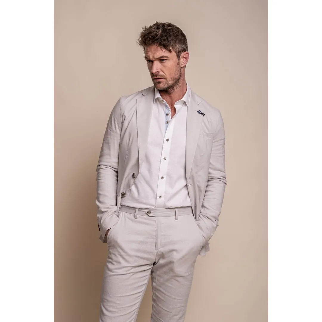 Alvari - Men's Grey Linen Classic Summer 2 Piece Suit