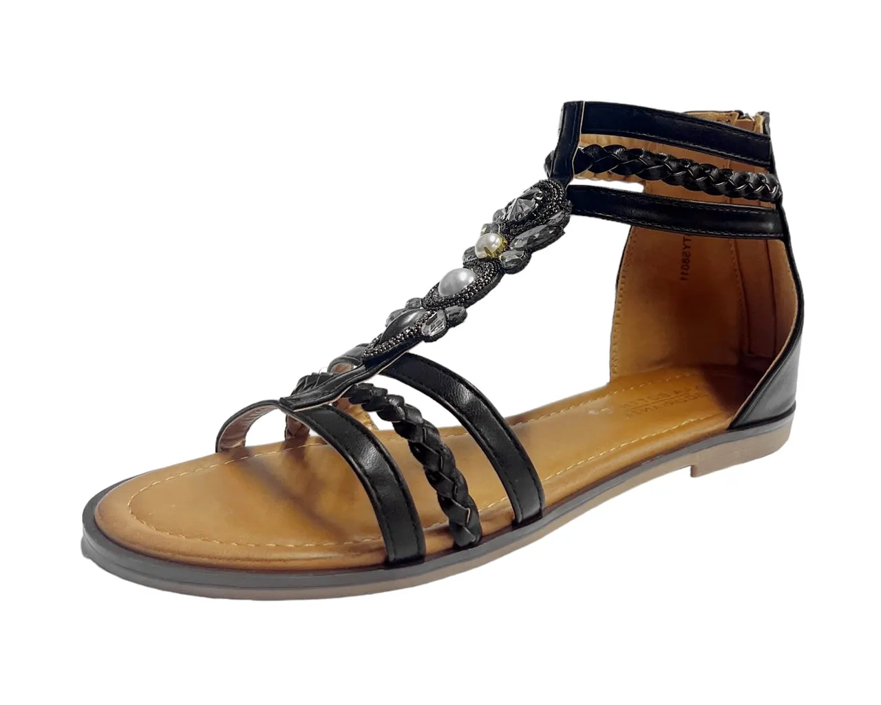 Ankle Strap Flat Zip Gladiator Sandals