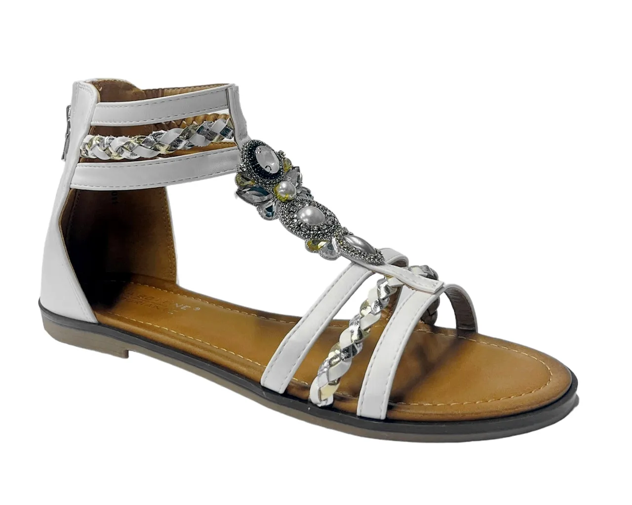 Ankle Strap Flat Zip Gladiator Sandals