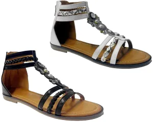 Ankle Strap Flat Zip Gladiator Sandals