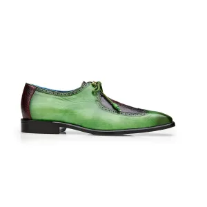 Belvedere Etore in Antique Emerald / Wine Ostrich Leg & Leather Oxfords