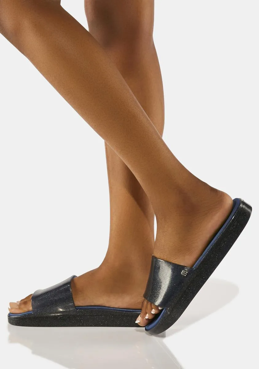 Black Beach Slide Sandals