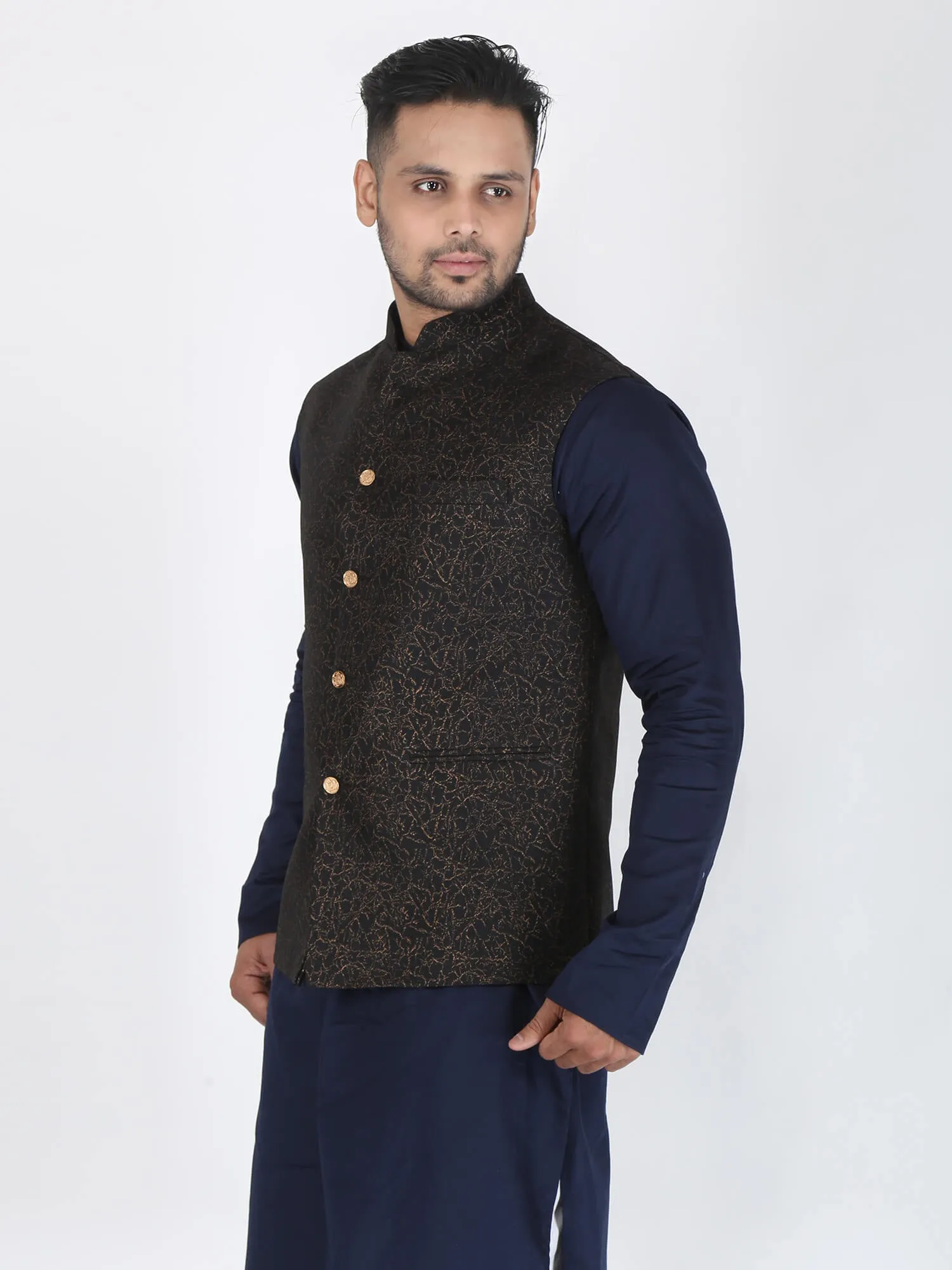 Black Gold Work Ethnic Jacket