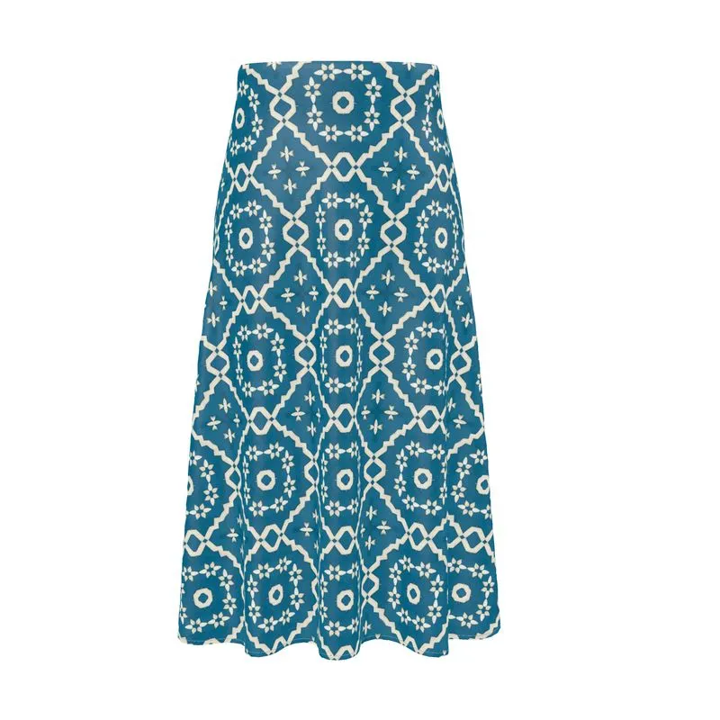 Camelbone Turquoise Flower Midi Skirt