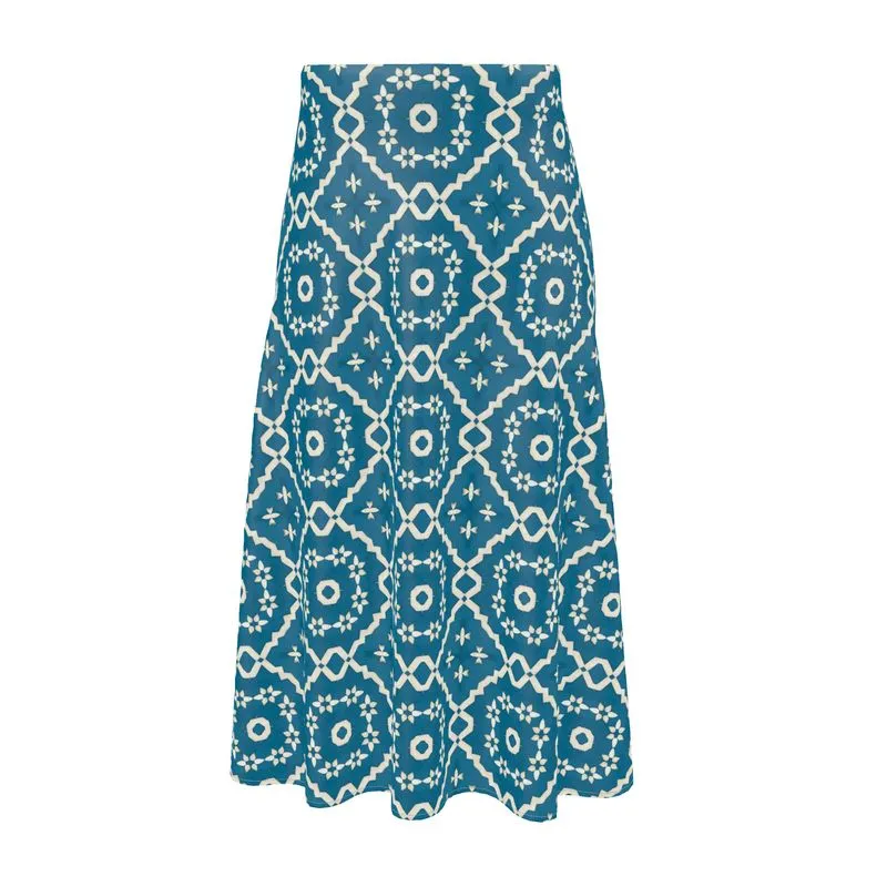 Camelbone Turquoise Flower Midi Skirt