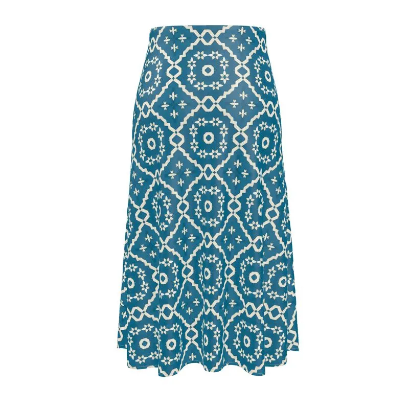 Camelbone Turquoise Flower Midi Skirt