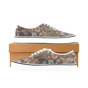 Camo Flowers, Women's Classic Canvas Low Top Sneakers