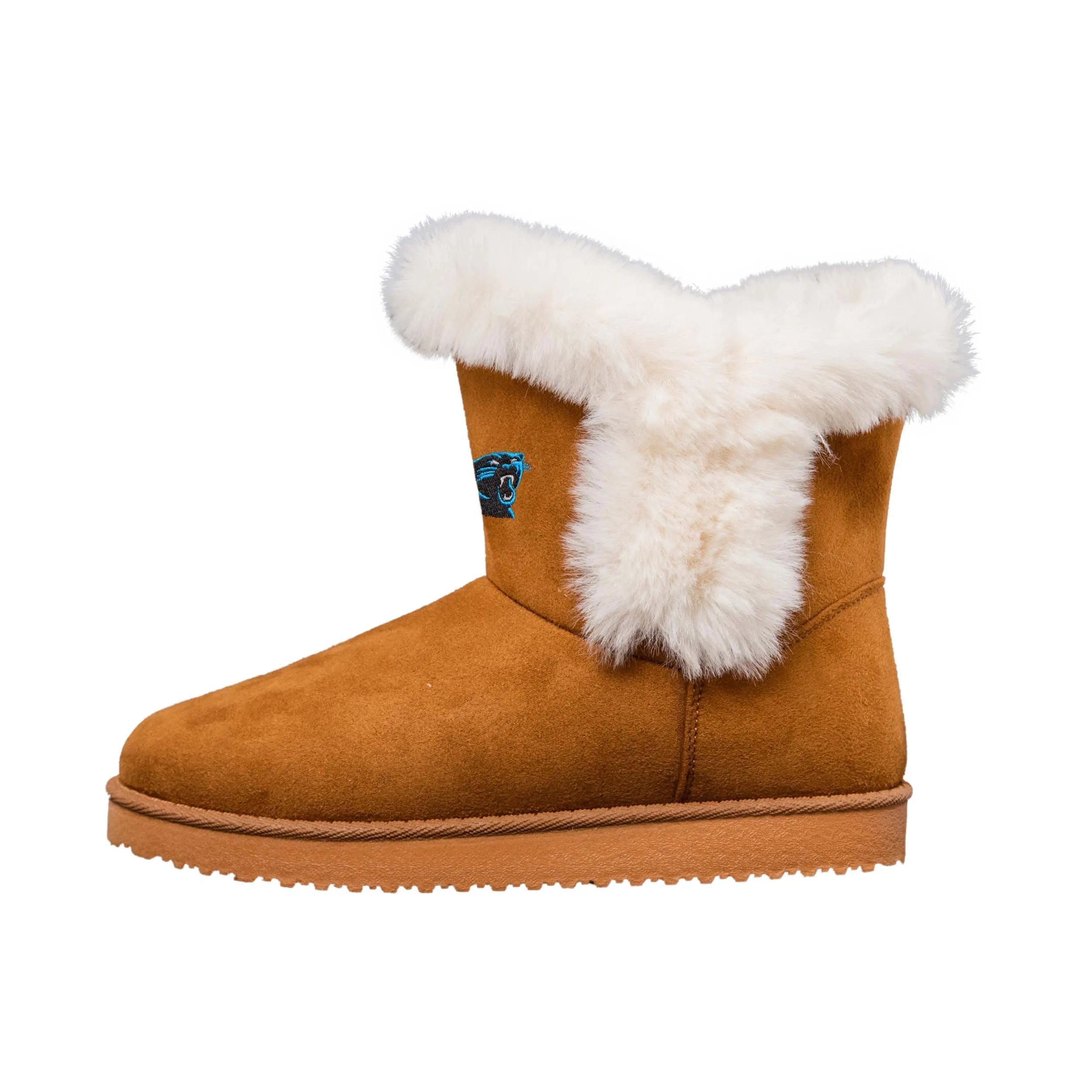 Carolina Panthers NFL Womens White Fur Boots