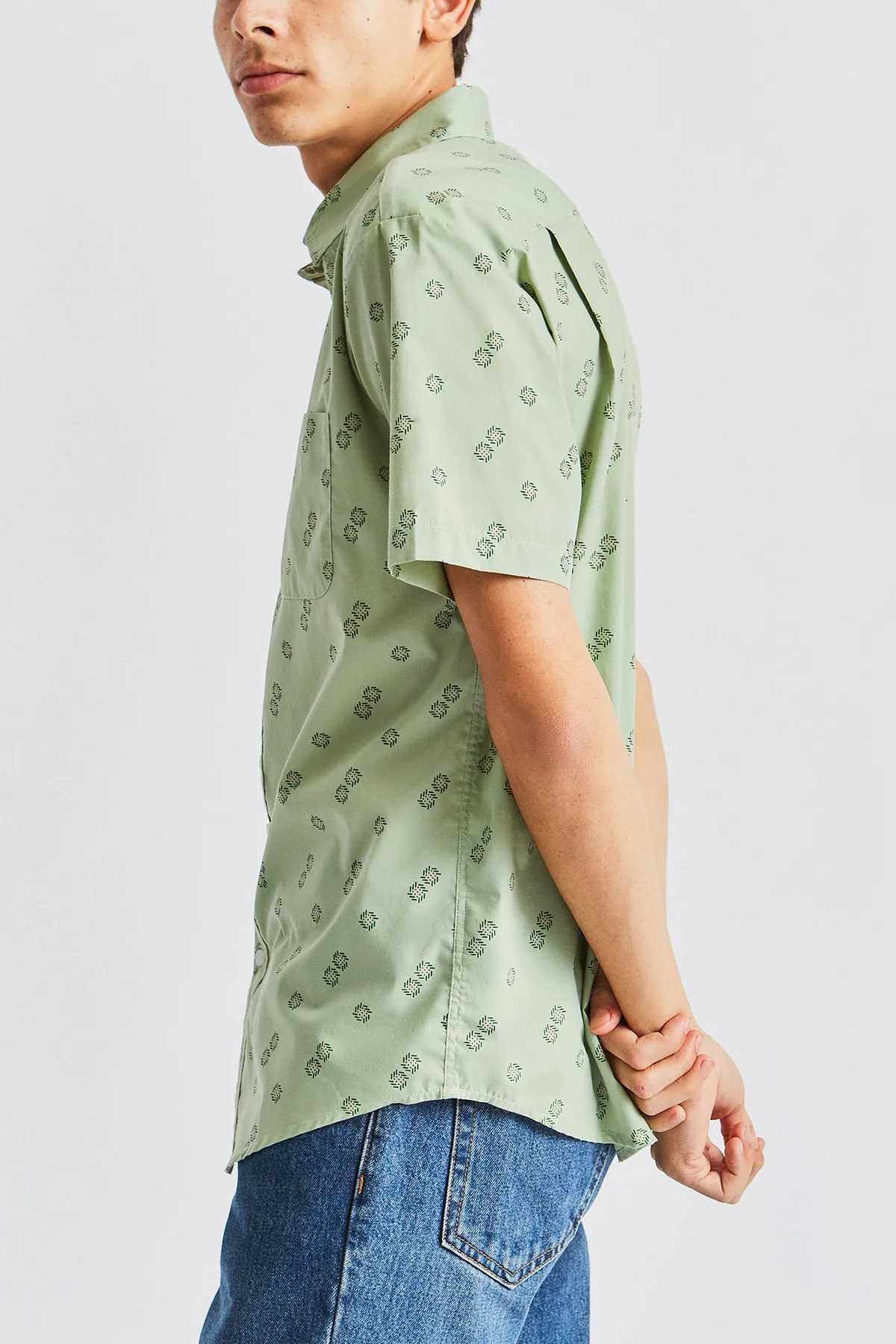 Charter Print S/S Woven - Basil