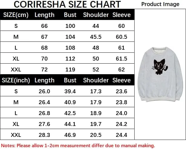 CORIRESHA Funny Black Cat Sweatshirt Crewneck Long Sleeve Cotton Basic Pullover