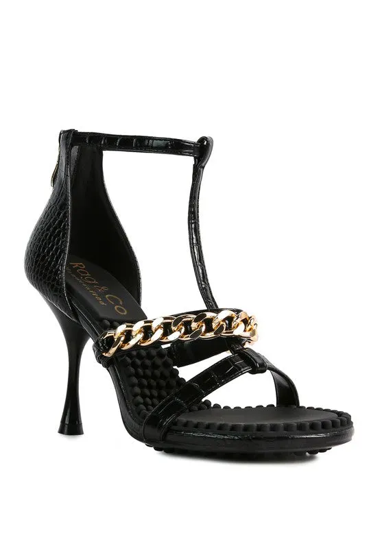 DAKOTA Metal Chain Mid Heel Sandals