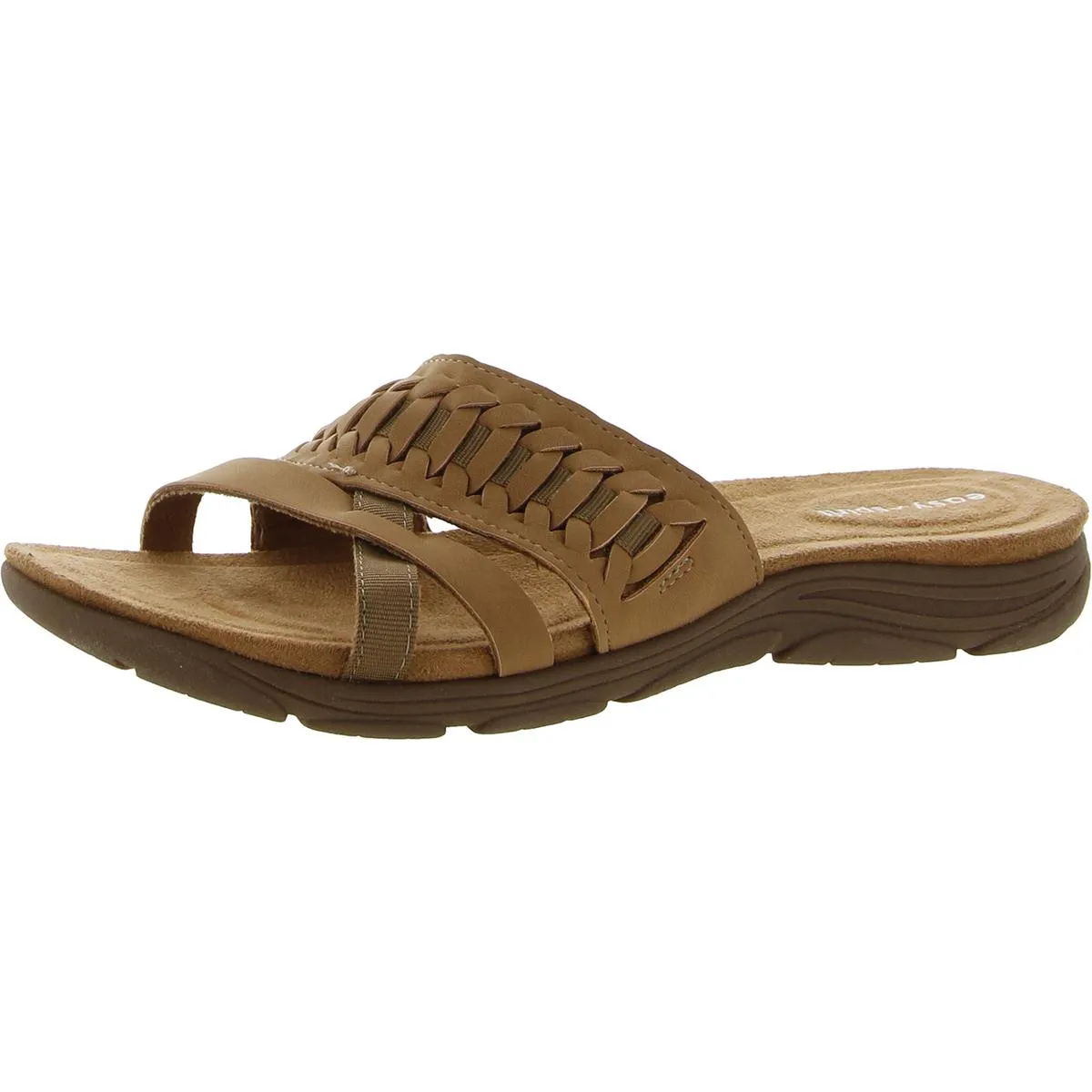 Easy Spirit Womens Linley 3 Faux Leather Flat Slide Sandals