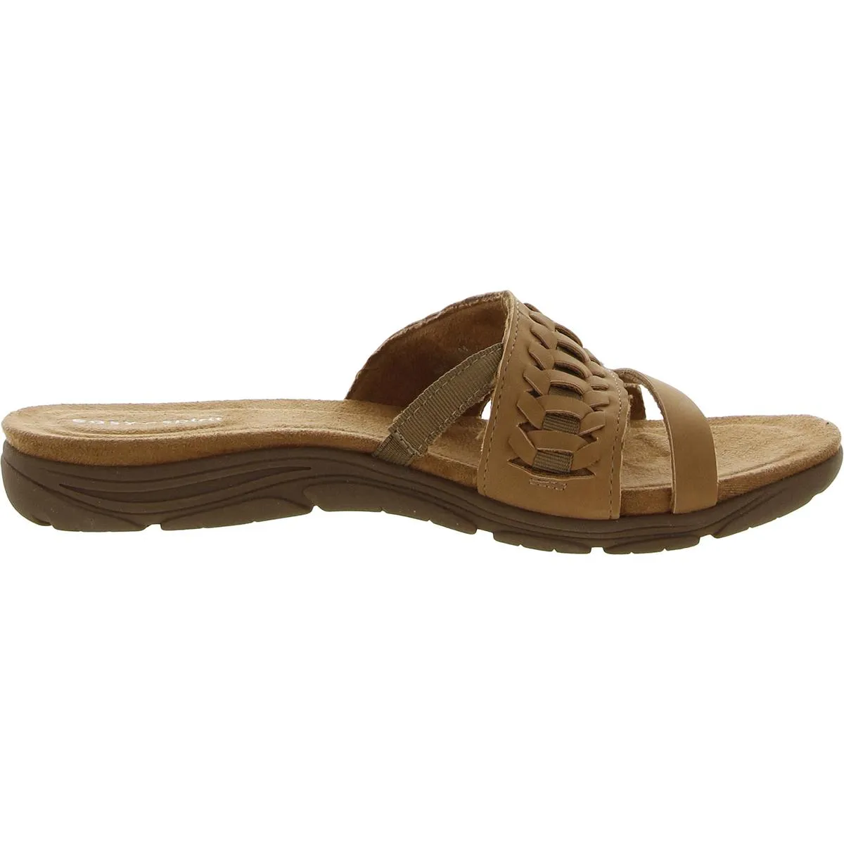 Easy Spirit Womens Linley 3 Faux Leather Flat Slide Sandals