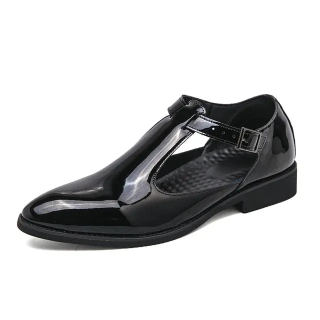 Flat Ankle Strap Patent Leather Loafers