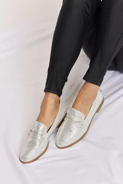 Hazel Blues® |  Forever Link Rhinestone Point Toe Loafers