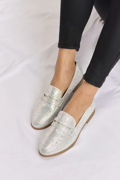 Hazel Blues® |  Forever Link Rhinestone Point Toe Loafers