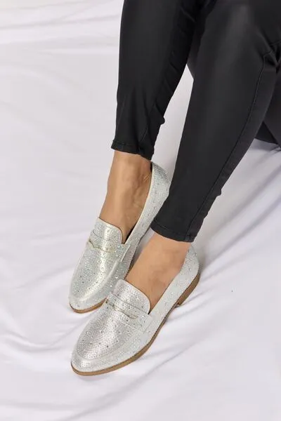 Hazel Blues® |  Forever Link Rhinestone Point Toe Loafers