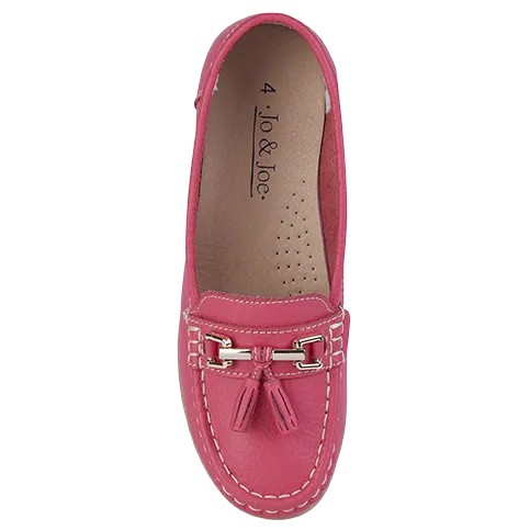 Jo & Joe Nautical Watermelon Womens Slip On Leather Loafers Moccasin Casual Shoe