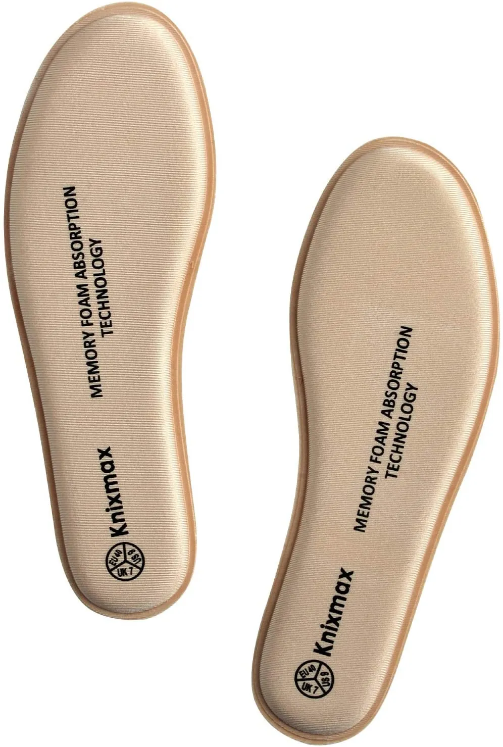 Knixmax Memory Foam Shoe Insoles for Women, Replacement Shoe Inserts for Sneakers Loafers Slippers Sport Shoes Work Boots, Comfort Cushioning Innersoles Shoe Liners Beige US 5/EU 36