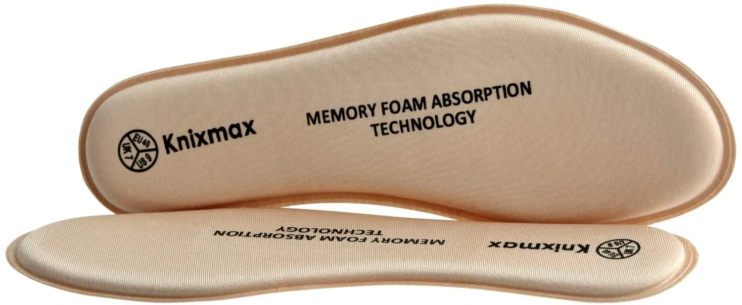 Knixmax Memory Foam Shoe Insoles for Women, Replacement Shoe Inserts for Sneakers Loafers Slippers Sport Shoes Work Boots, Comfort Cushioning Innersoles Shoe Liners Beige US 5/EU 36