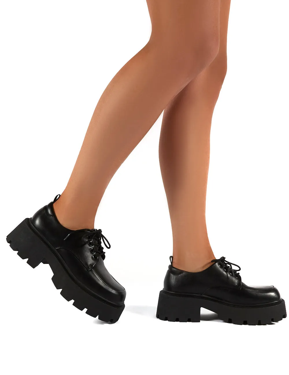 Koop Black Lace up Platform Brogues