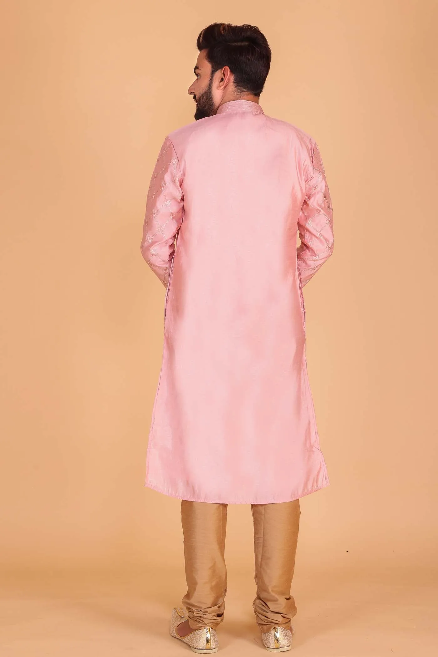 Light Pink Soft Silk Kurta Suit with Sequin and Thread Work.