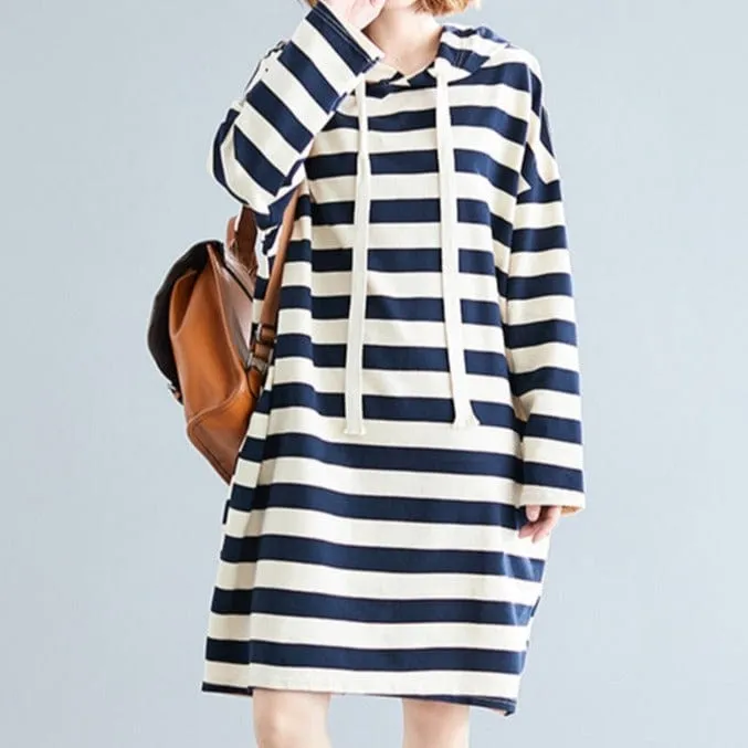 Long Sleeves Striped Midi Dress