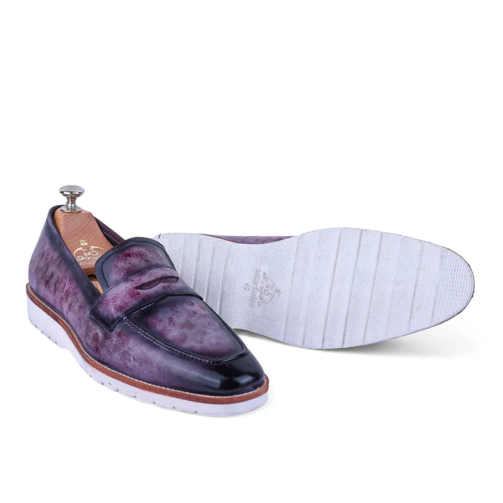 Marbled Maestro: Exquisite Marble Patina Penny Loafers