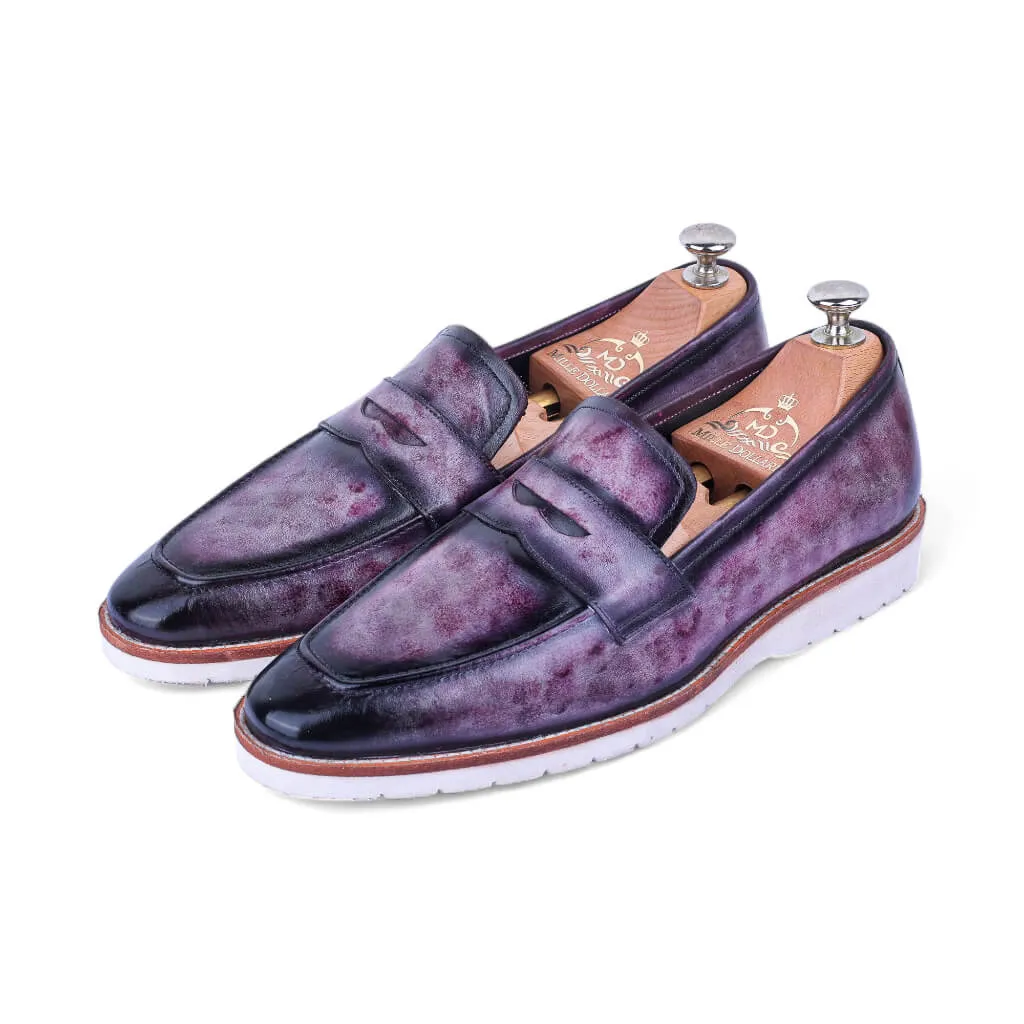 Marbled Maestro: Exquisite Marble Patina Penny Loafers