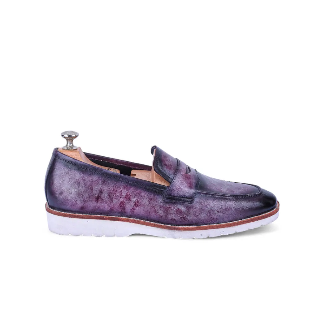 Marbled Maestro: Exquisite Marble Patina Penny Loafers