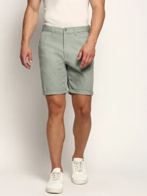 Men Green Solid Shorts