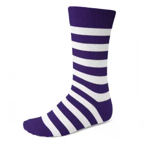 Men's Dark Purple and White Striped Socks