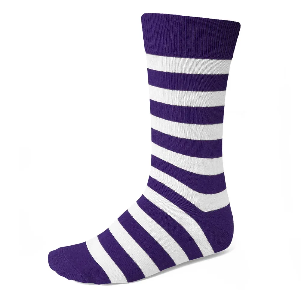 Men's Dark Purple and White Striped Socks