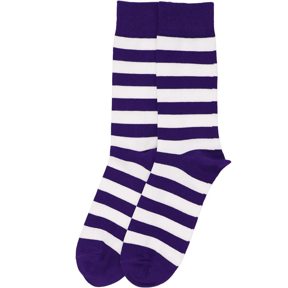 Men's Dark Purple and White Striped Socks