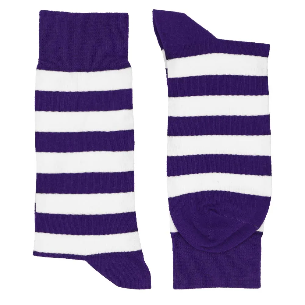 Men's Dark Purple and White Striped Socks