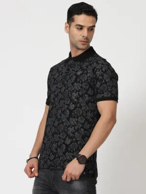 MEN'S LT BLACK PRINT SLIM FIT T SHIRT