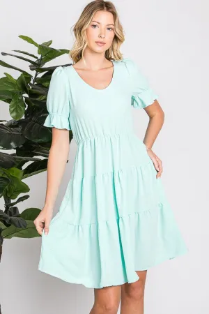 Mint Soft Summer High Waist Short Dress