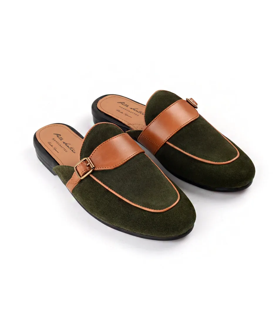 Olive & Tan Single Monk Mule