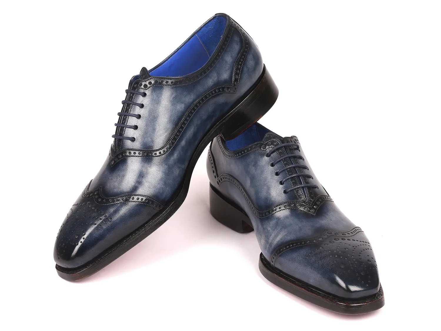 Paul Parkman Navy Leather Oxford Shoes