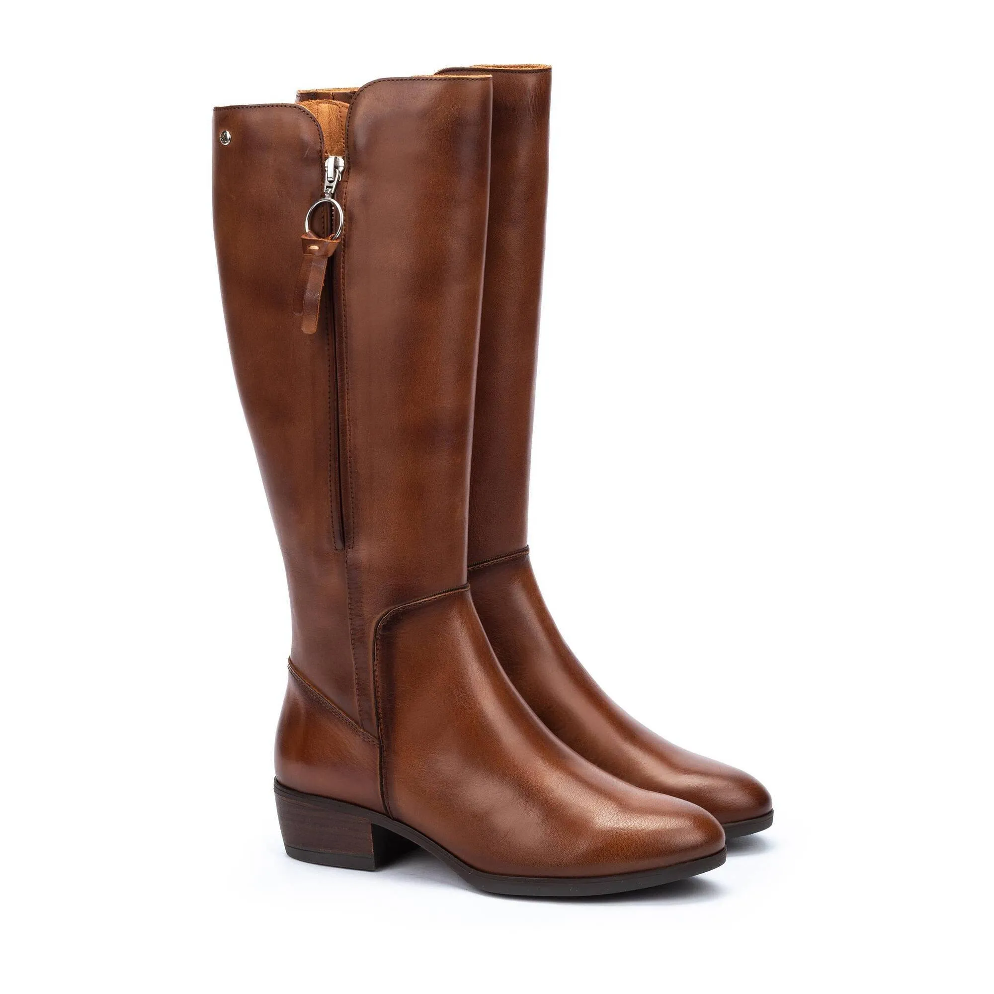 Pikolinos Daroca W1U-9653 Ladies Cuero Brown Leather Side Zip Knee High Boots