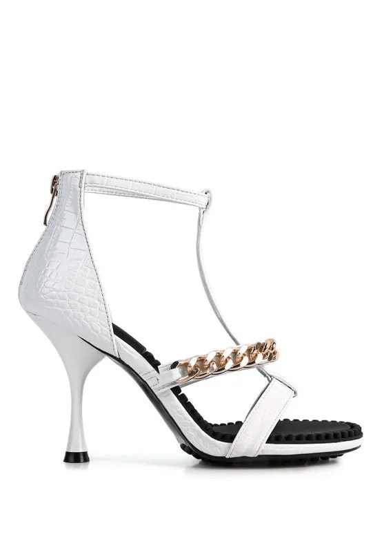 RAG & Co. DAKOTA Metal Chain Mid Heel Sandals