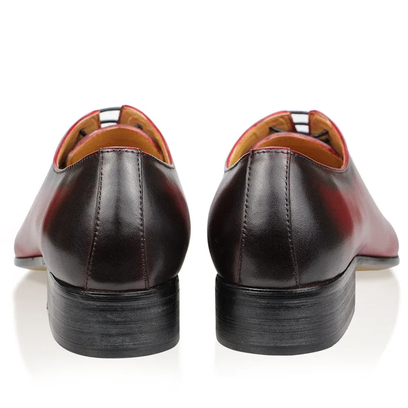 Red Snack Black Oxford Handmade Leather Shoes