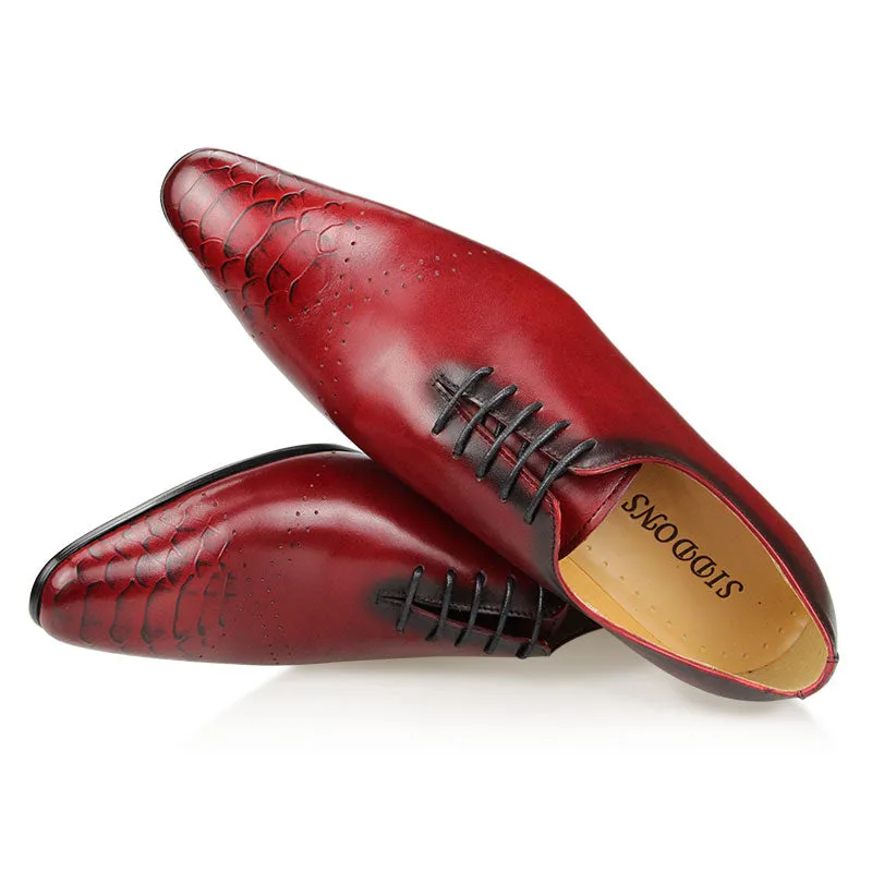 Red Snack Black Oxford Handmade Leather Shoes