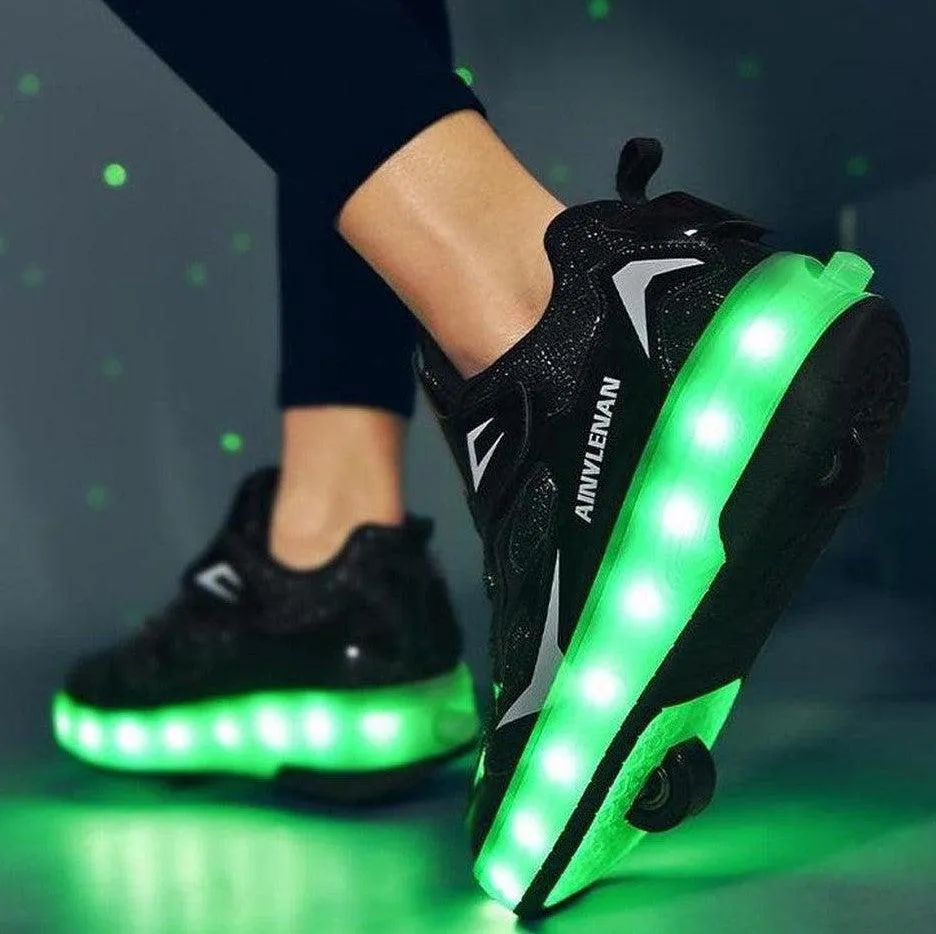 Roller Light Led Luminous Sneakers - Led Light Wheel Healy Roller Skate Shoes For Kids