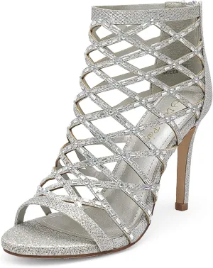 Silver Womens Crisscross Strap Stiletto Sandals