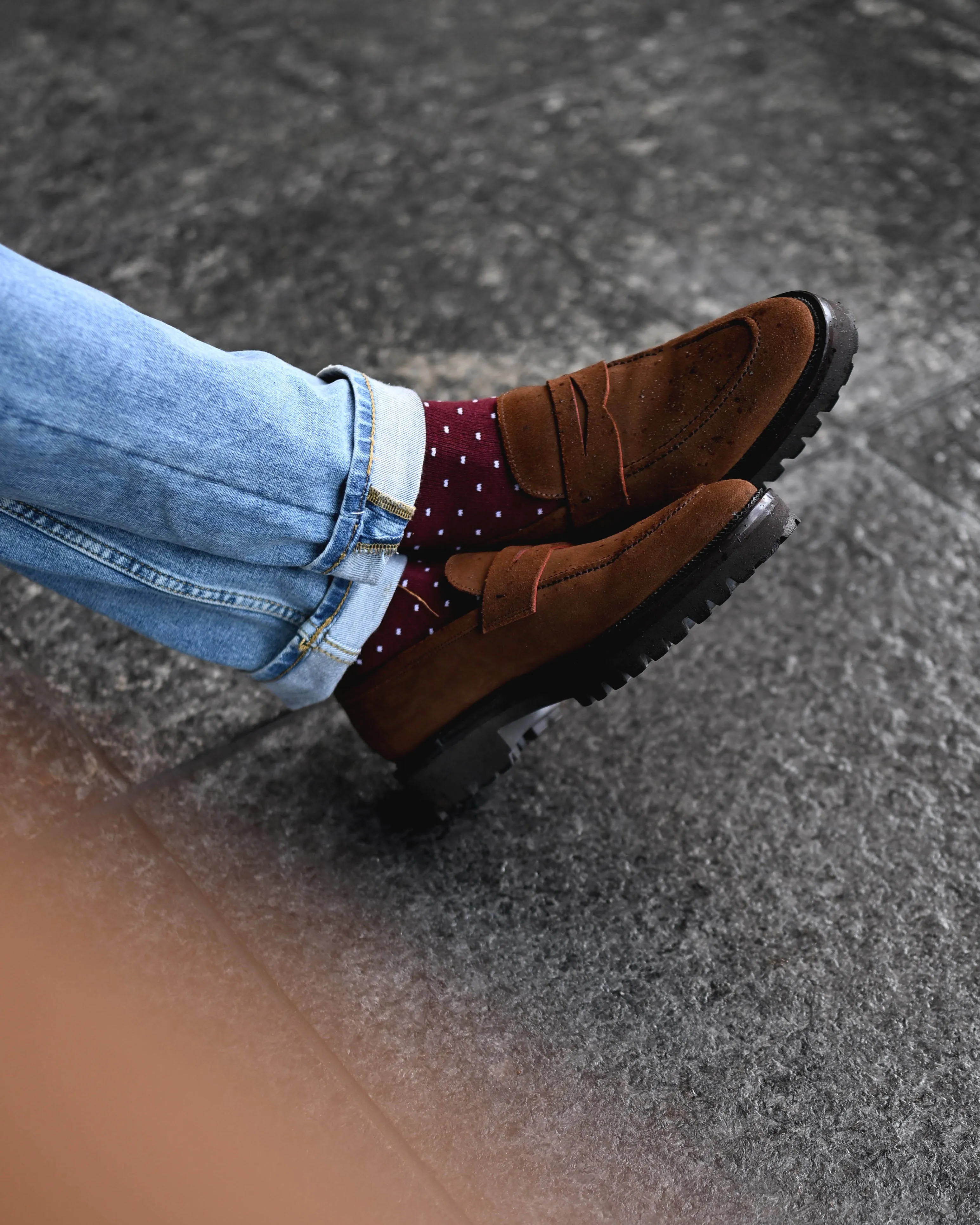 Smithson Penny Lug Loafer – Brown Suede