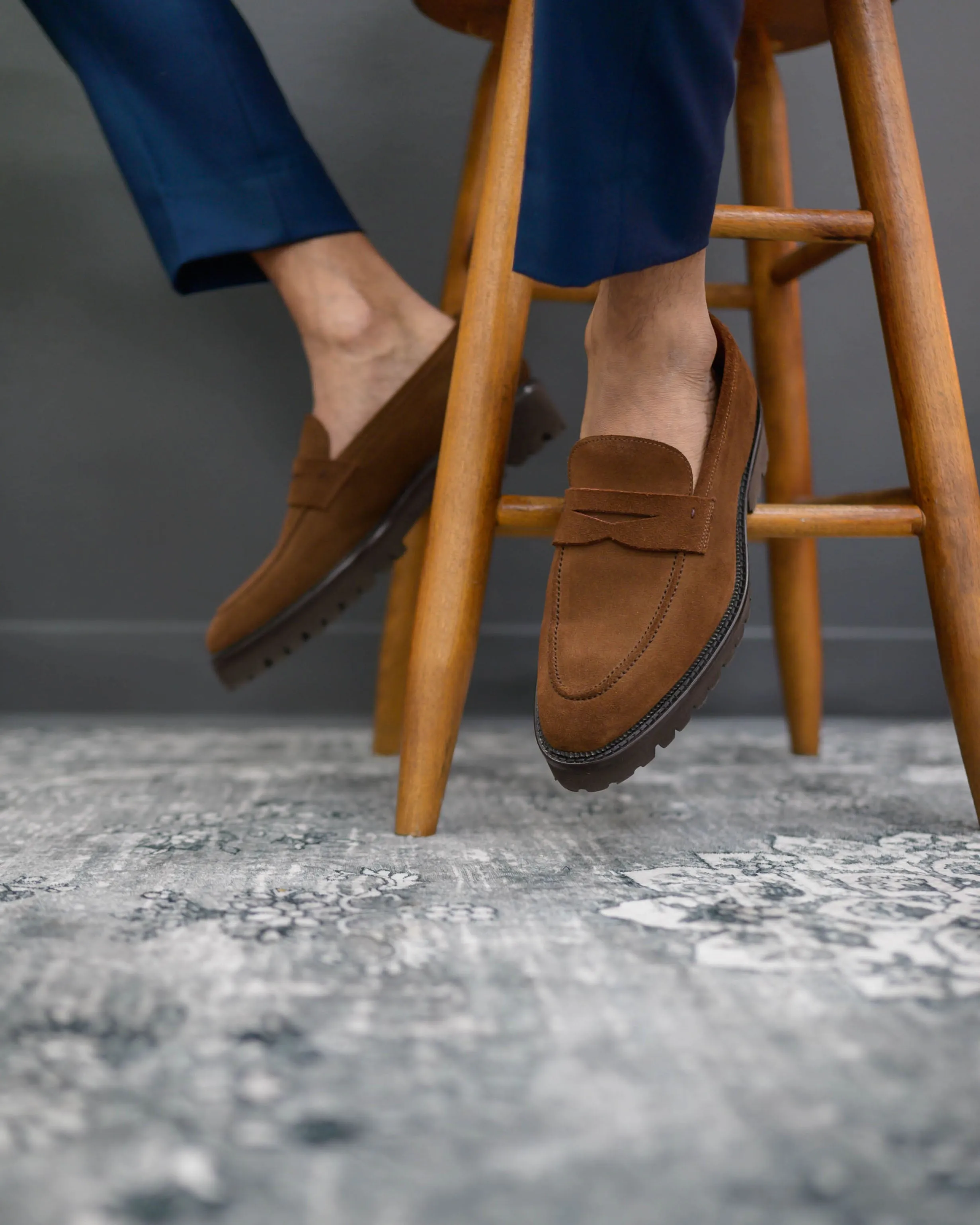 Smithson Penny Lug Loafer – Brown Suede