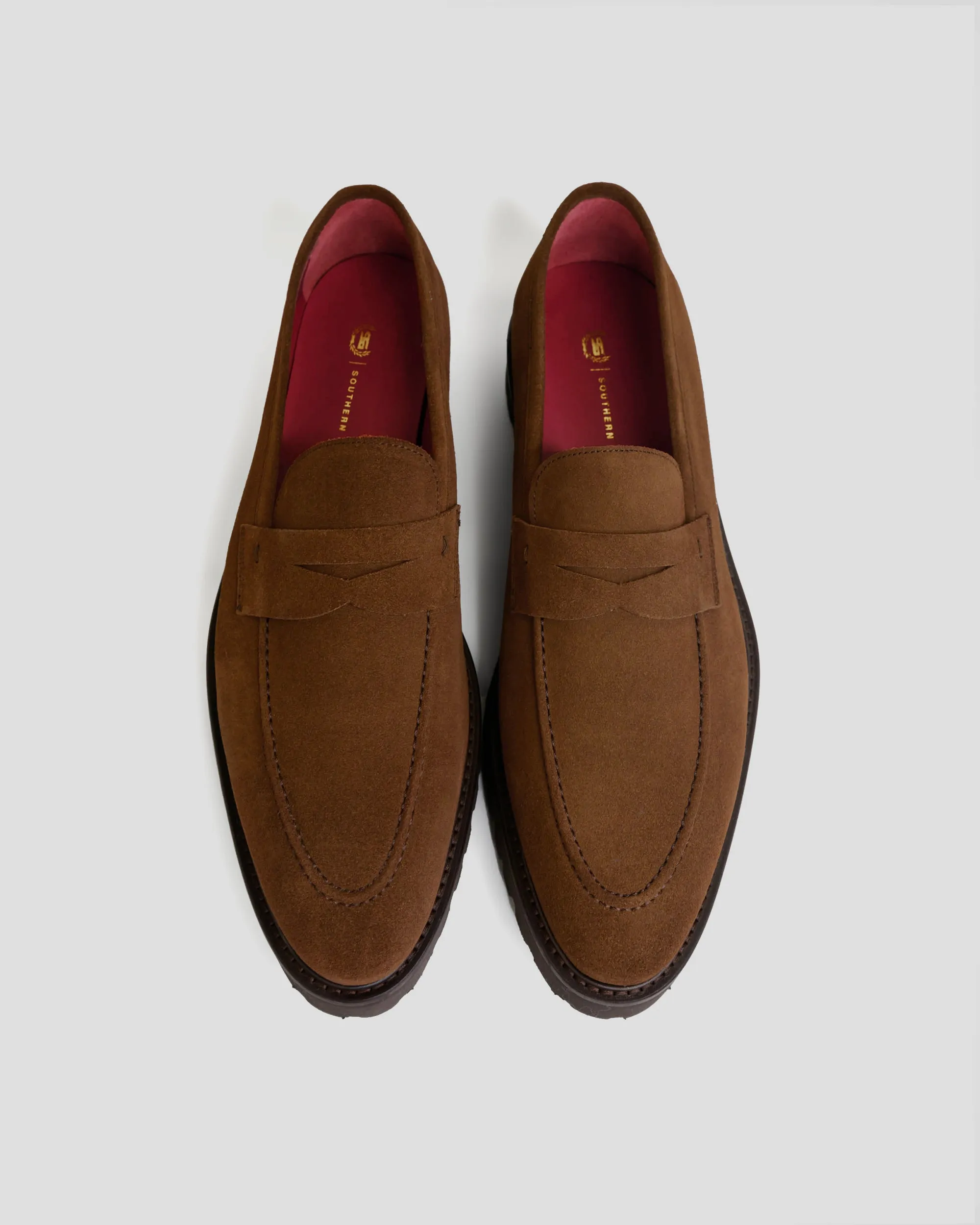 Smithson Penny Lug Loafer – Brown Suede