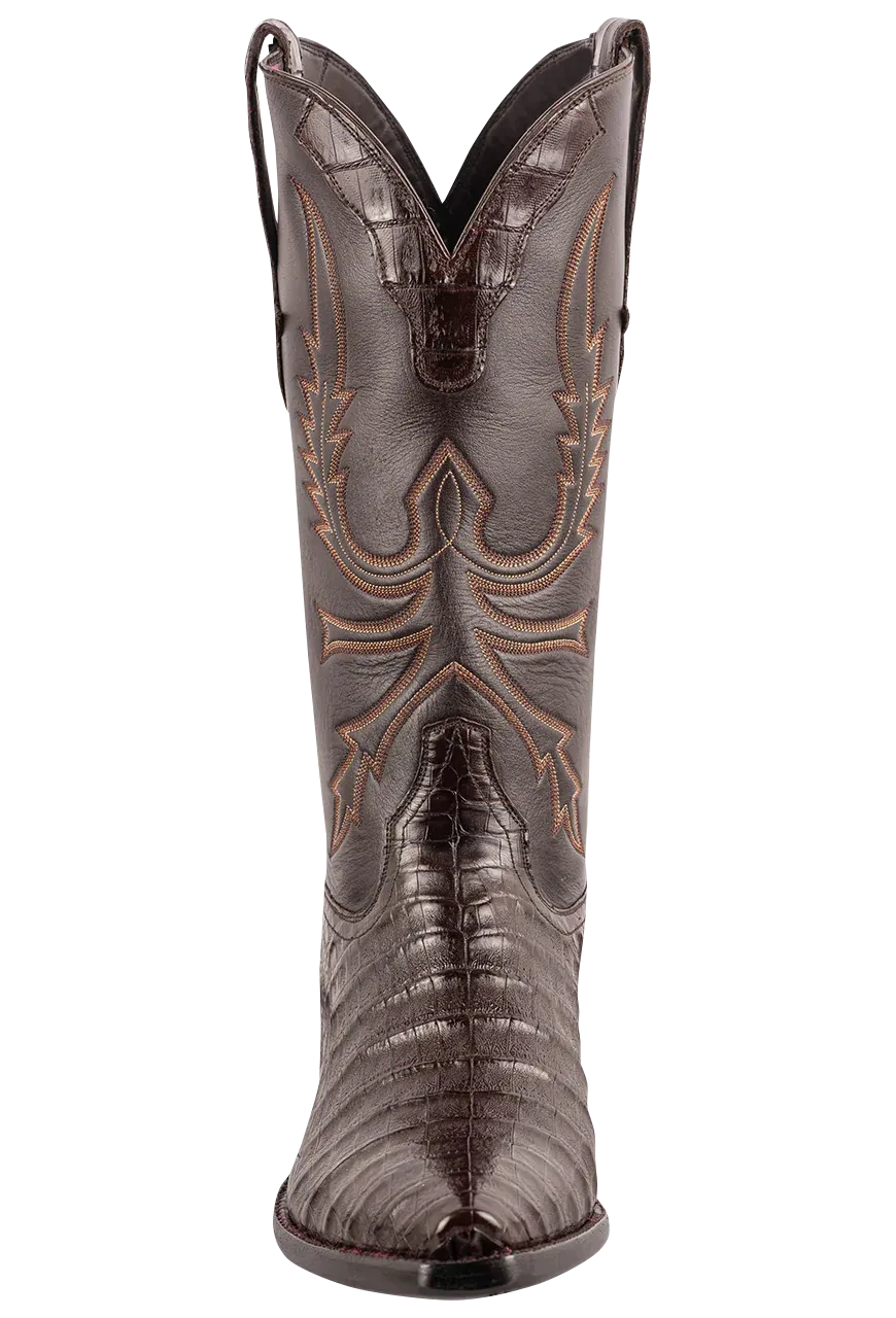 Stallion Caiman Crocodile Cowboy Boots - Chocolate