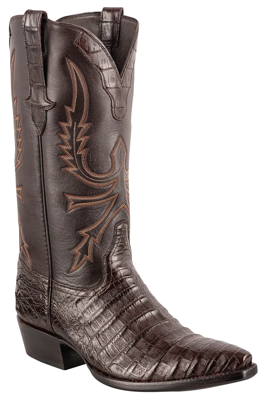 Stallion Caiman Crocodile Cowboy Boots - Chocolate